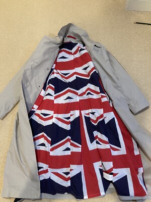 Boden Trench Coat Union Jack Lining Sz