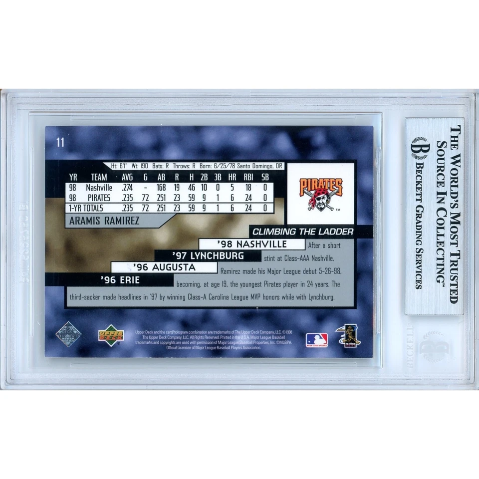 Aramis Ramirez Signed 1999 Upper Deck Star Rookie #11 Card AUTO Beckett Pirates - Image 2 of 4