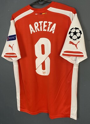 UEFA MEN FC ARSENAL 2014/2015 MIKEL ARTETA 8 SOCCER FOOTBALL SHIRT