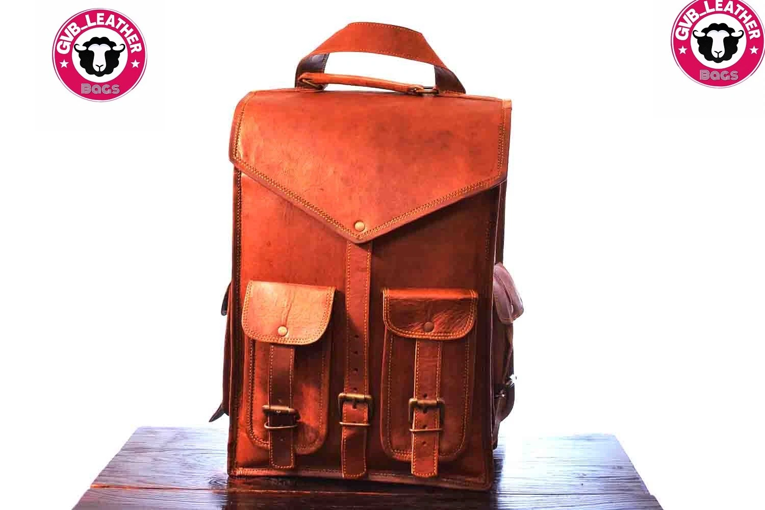 18" Leather Bag Real Backpack Travel Rucksack (Handmade) Men Vintage New Laptop