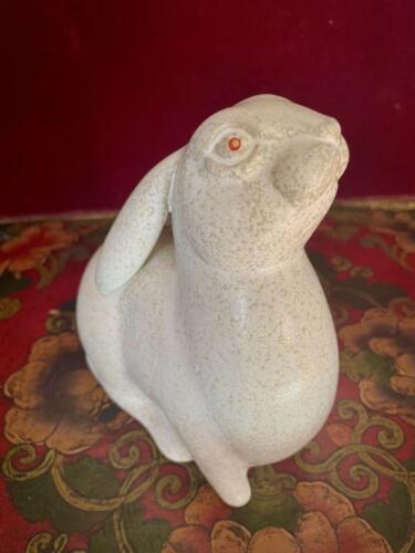 Rabbit Kyo ware Statue 6.1 inch tall Japanese Pottery craft Figurine OKIMONO - 第 1/10 張圖片
