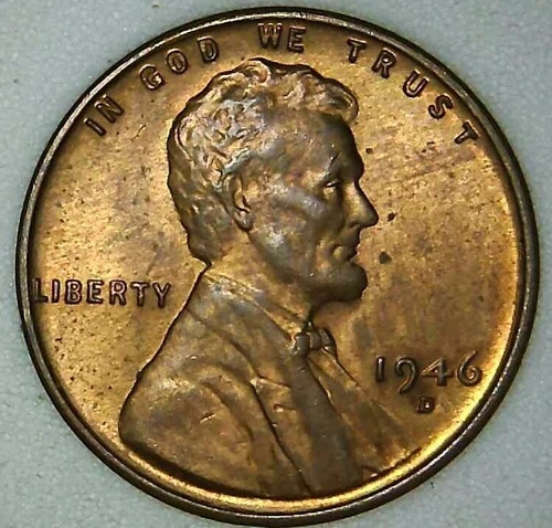 1946-D 1C Lincoln Wheat Cent UNC Red 21lto0902-1