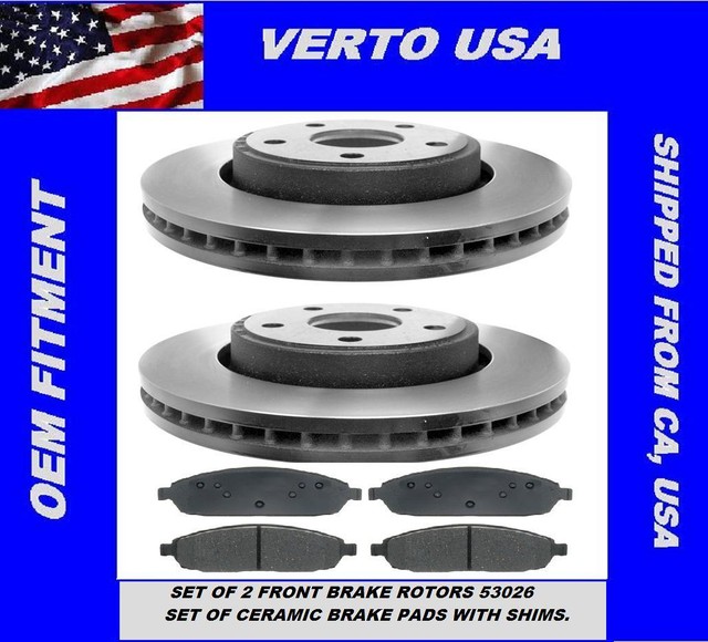 Front Brake Rotors & Ceramic Pads For Jeep Grand Cherokee 20052006