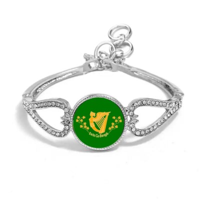 Erin Go Bragh Irland silberfarbenes Herzarmband mit Diamanten und Geschenktüte