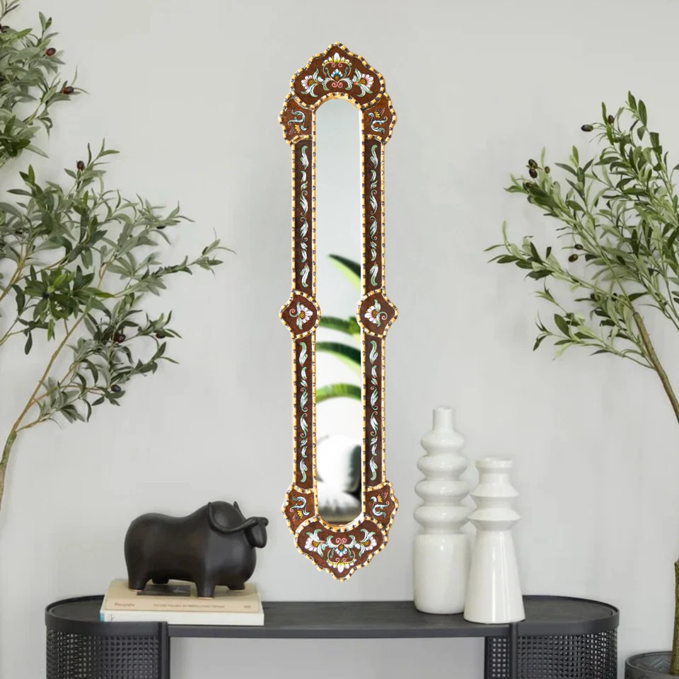 Walnut Colonial Narrow Mirror – Handmade Long Skinny Accent Mirror for Home - Image 2 of 4