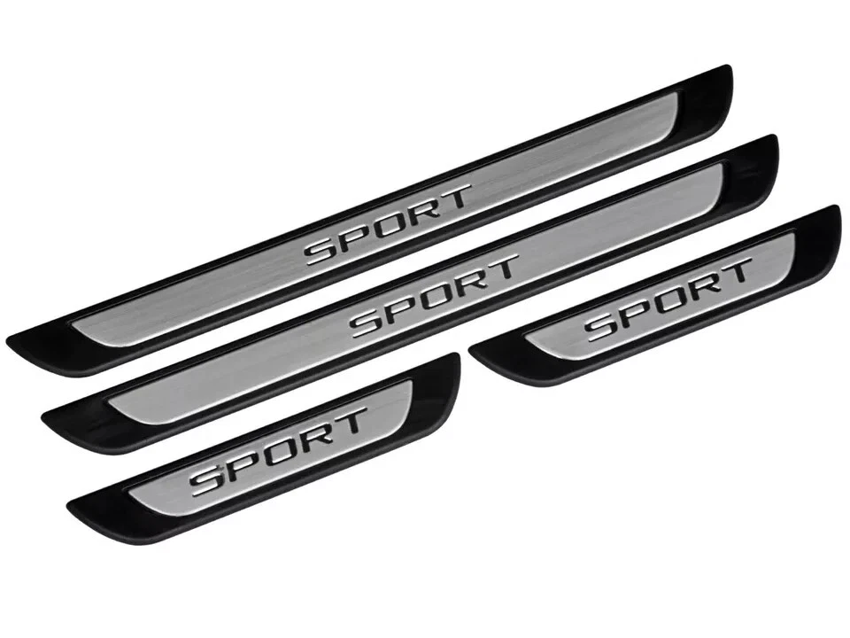 Listones de entrada deportivos cromados acero inoxidable 4 piezas para VW T-CROSS - Imagen 2 de 4