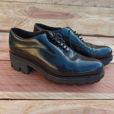 PRADA Oxford Chunky Women's Size US 36 EU Black Dress Shoes