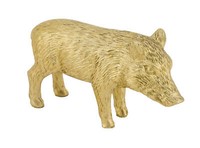 Wildschwein Deko Figur Tischdeko Herbst Weihnachten Gold Polyresin 10,5X3X6Cm
