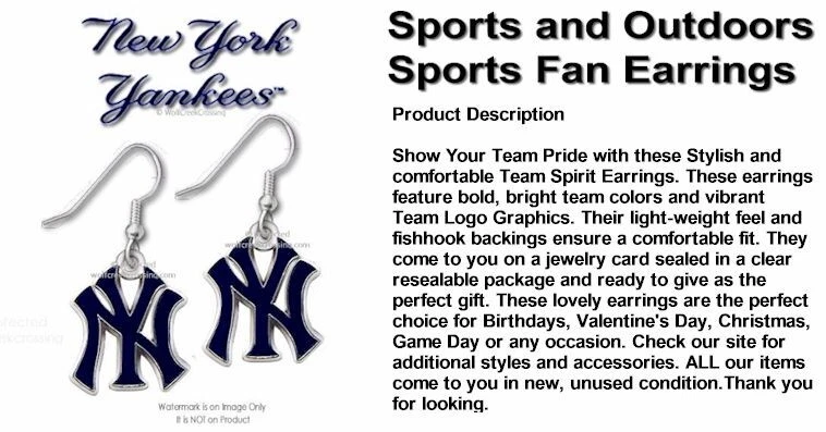New York Yankees Team Logo Earrings Baseball Charm Jewelry Play Ball Sports New' - Image 3 of 4