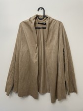 Joanna Hope Faux Suede Jacket Cardigan Open Lightweight Camel Beige Size 14