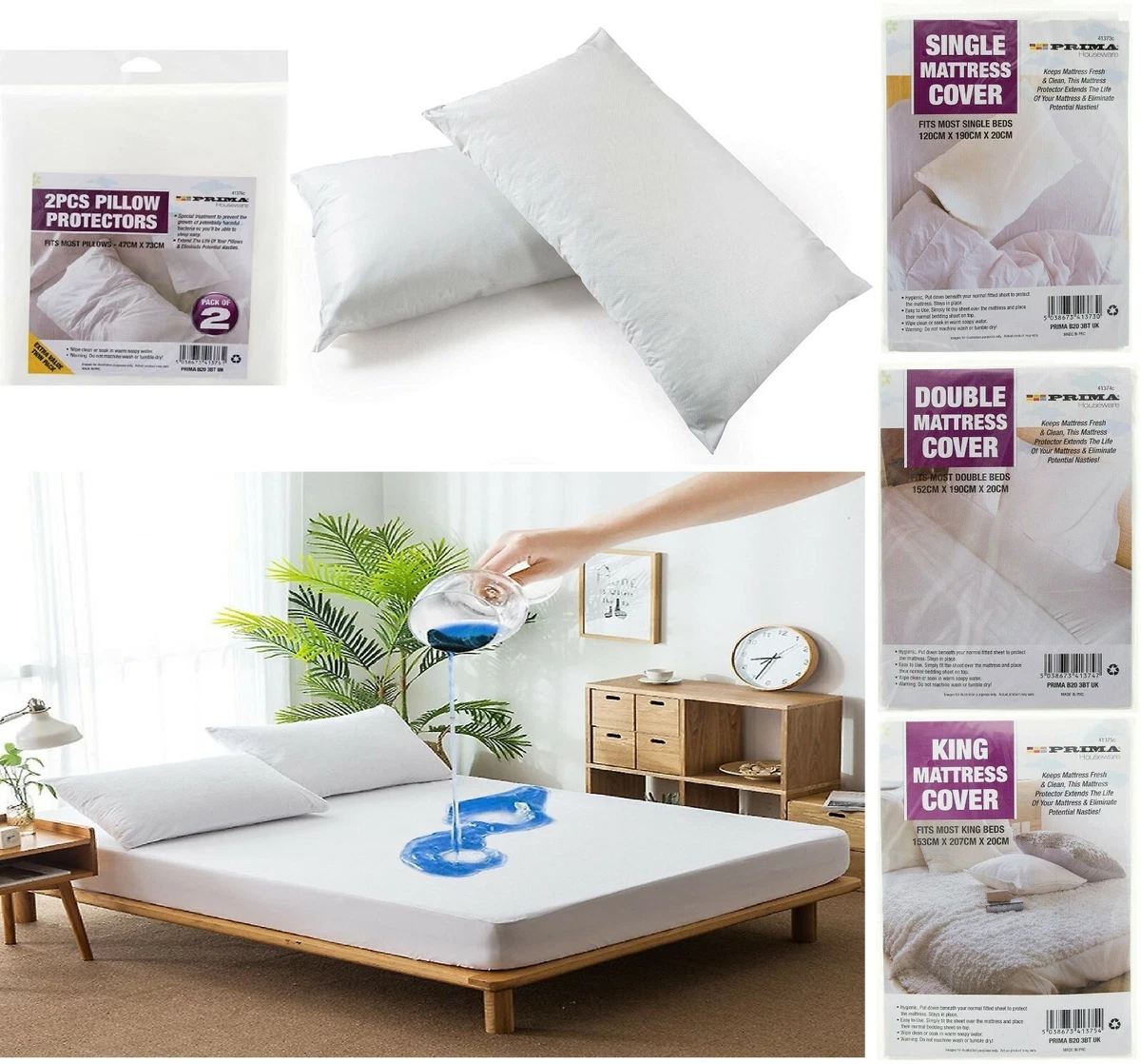 Waterproof Mattress Pillow Protector Cosy Anti Bug Terry Towel Cover Sheets