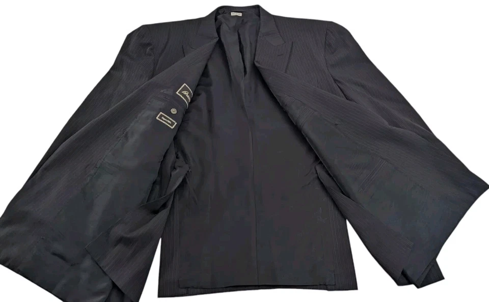 Chaqueta de Lujo Brioni Para Hombre Lana Doble Pecho EE. UU. 54L Azul Oscuro Super 150s Italia Foto 4 de 4