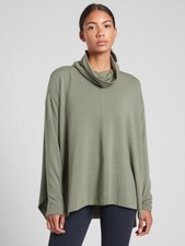 Athleta S Small Ethereal Brushed Funnel Neck Sweatshirt Green NEW 510381
