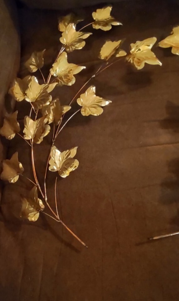 Vintage Home Interiors Brass Gold Tone Metal Ivy Wall Decor Hangings