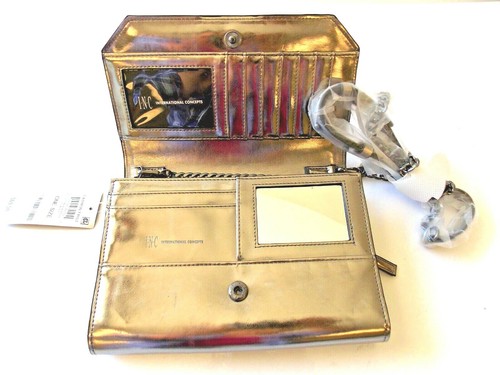 I.N.C. Evening Clutch Pewter Silver Hardware Metallic NWT - 第 3/4 張圖片
