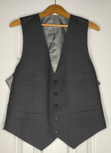 REACTION Kenneth Cole Men’s Dress Tuxedo Vest Charcoal Gray 42S W35 Slim Fit New - 第 1/8 張圖片
