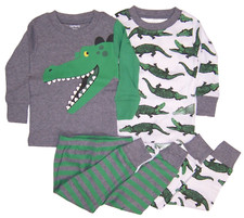 Carter's Infant Boys Size 12 Months 4 Pc Snug Fit Pajama Set NWT Happy Alligator