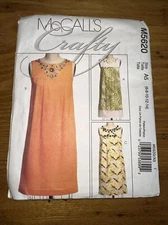 McCall's Sewing Pattern Women's sleeveless DRESS Crafty M5620 Size 6-8-10-12-14