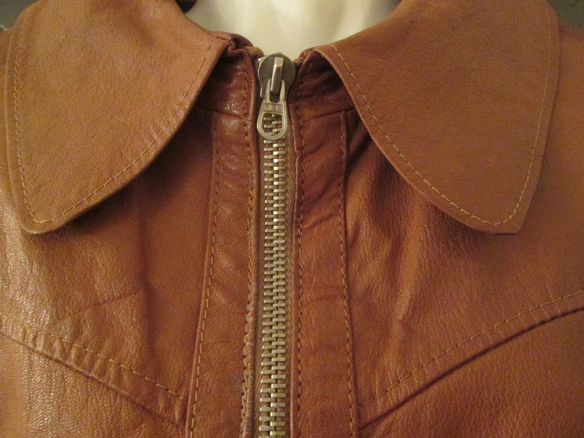 VINTAGE Meyer Schuchardt 1970'S Tan Leather Bomber Jacket Meduim