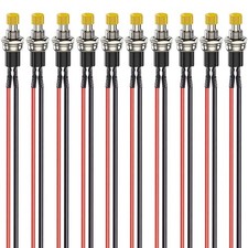 10pcs 7mm Prewired Mini Momentary Push Button 3V-6V-12V-24V-230V/1A 2 Pin yellow