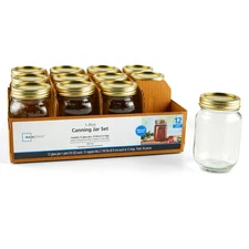 16 Oz Airtight Glass Regular Mouth Canning Jars (12 Count)