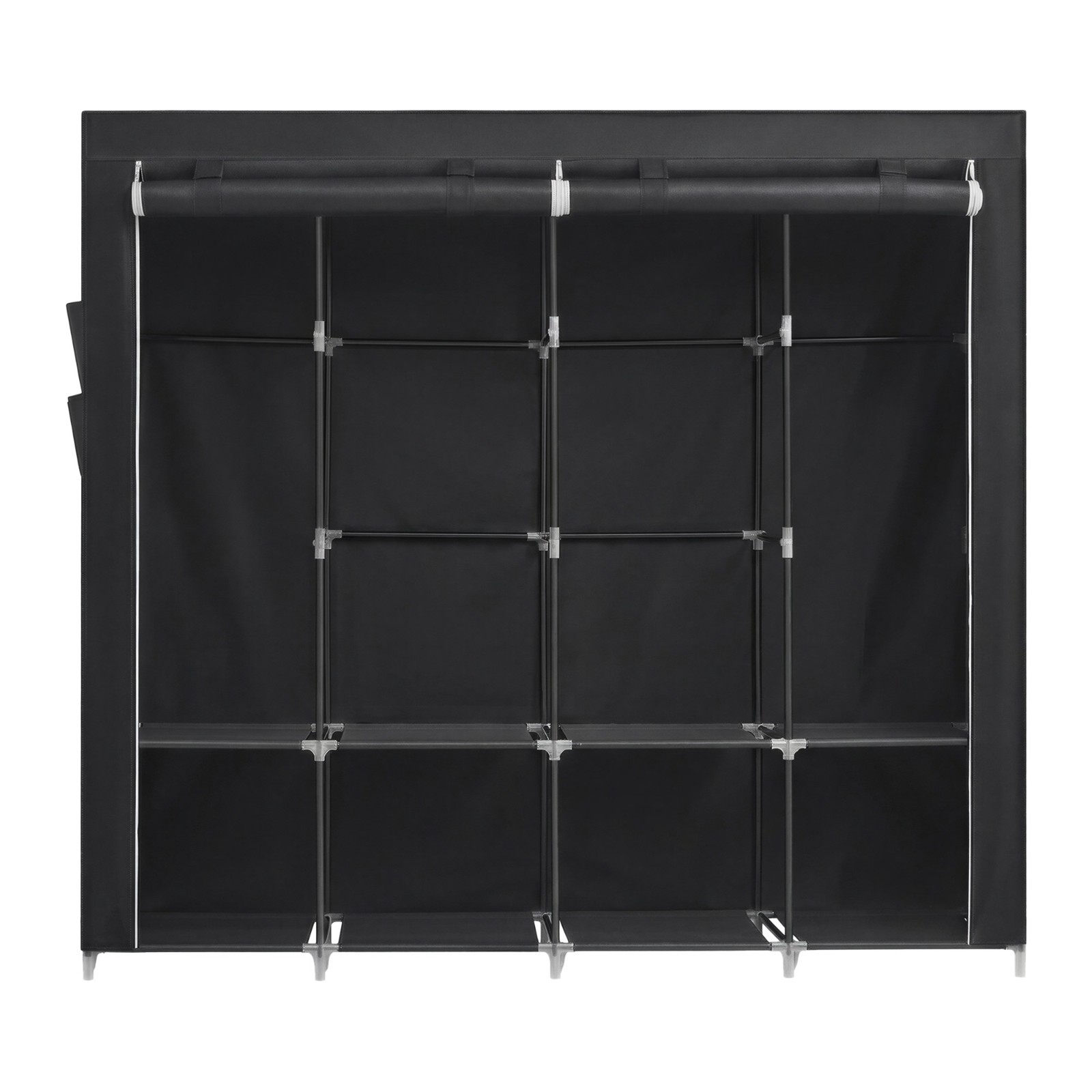 SONGMICS Double Canvas Wardrobe Clothes Storage Organiser Black, 110 x 45 x 175 cm LSF007 23 SONGMICS Clothes Wardrobe, Portable Closet, Garment Organiser Rack,Black