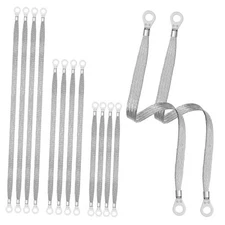 12 Pcs Silver Ground Straps, 10/15/20 Inch Universal Engine Ground Wire Strap 
