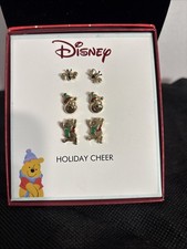 Disney Winnie The Pooh Holiday Cheer Set Of 3 Earrings New