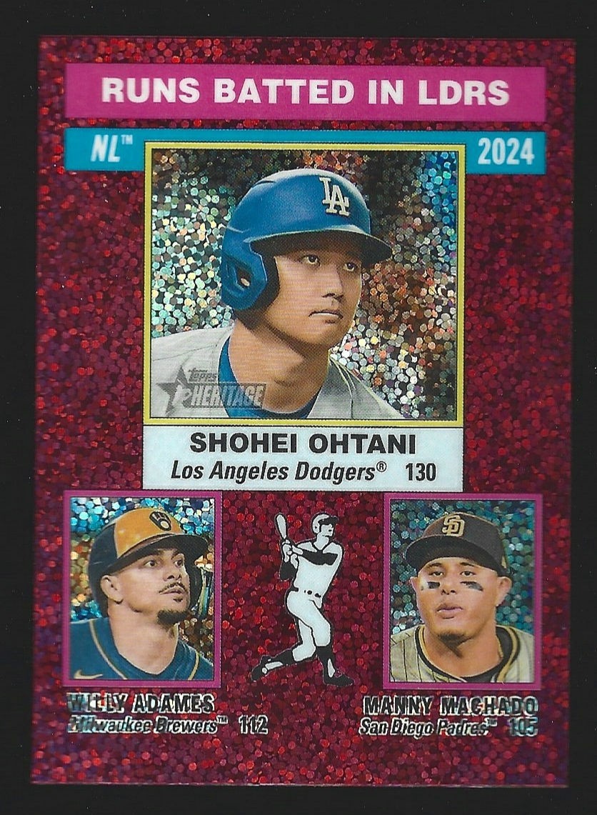 Shohei Ohtani 2025 TOPPS HERITAGE Burgundy Chrome Sparkle #195 RBI 🔥 DODGERS