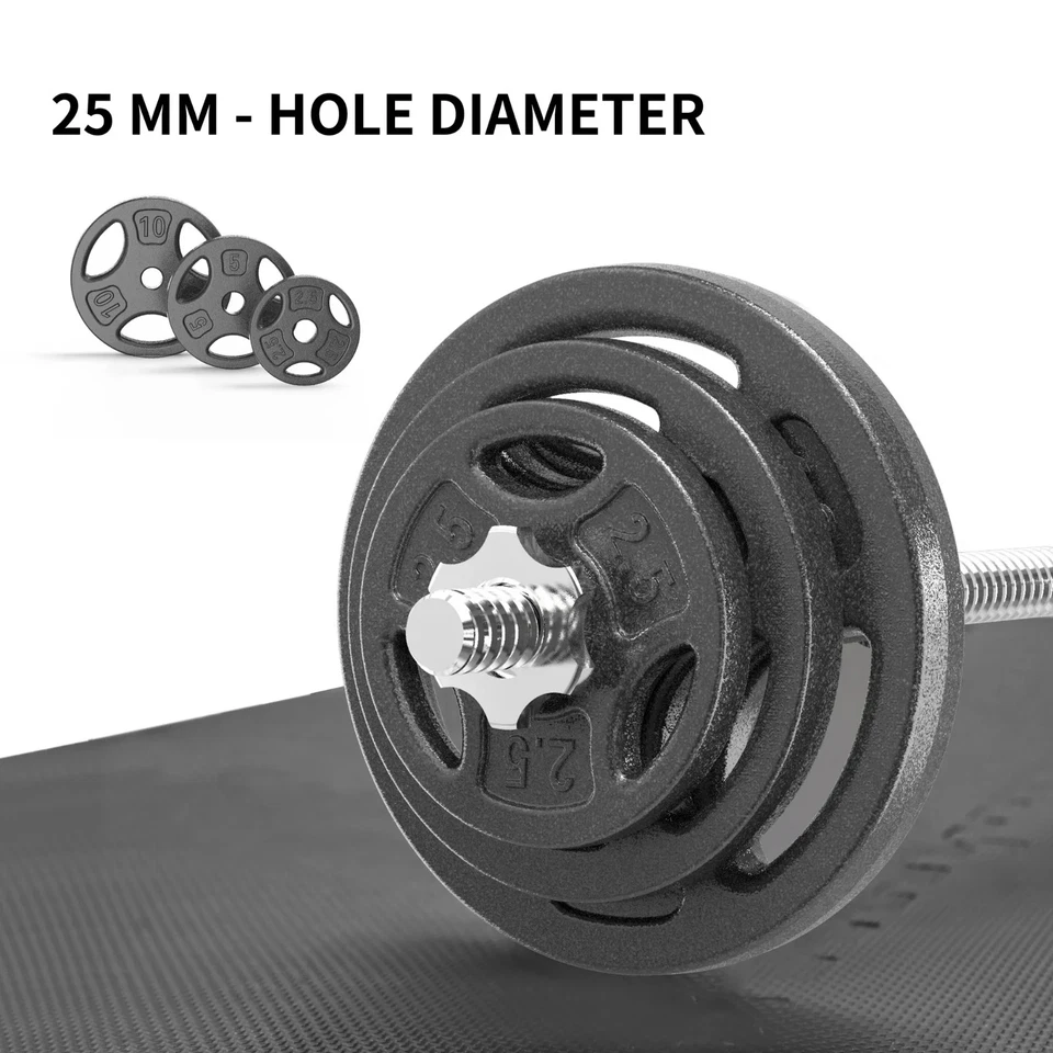 Стандартные наборы чугунных весовых пластин 100 фунтов для домашнего тренажерного зала с гантелями и штангой - Изображение 4 из 4