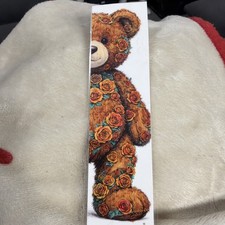 Garden Bear/ HAND COLORED BOOK MARK. Laminated