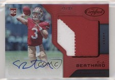 2017 Certified Freshman Fabric Signatures Mirror Red 29/99 CJ Beathard Auto 2h5