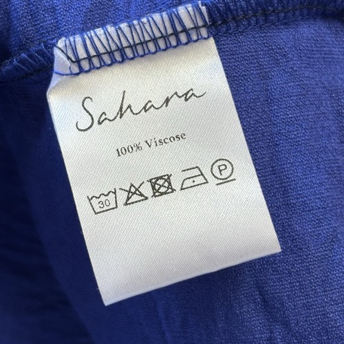 Sahara Dress Size 2 UK 12 14 Blue Midi V Neck 3/4 Sleeve Pockets Viscose - Picture 10 of 10