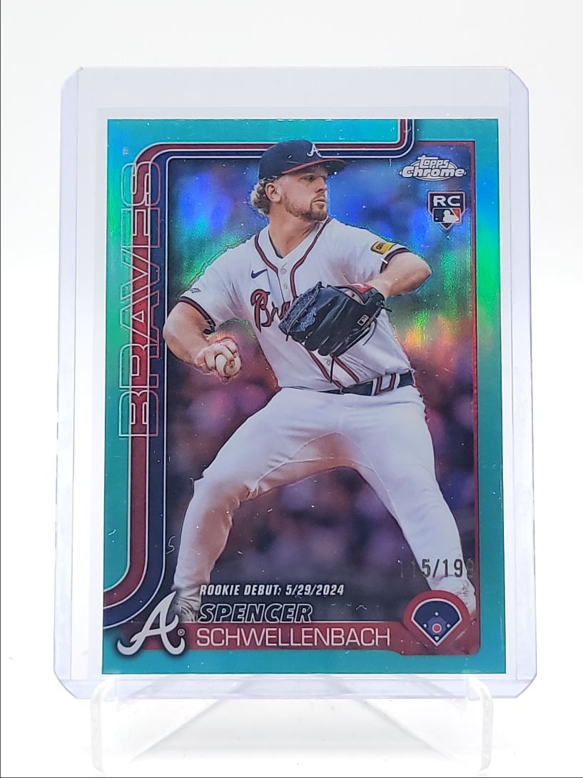 SPENCER SCHWELLENBACH 2025 TOPPS CHROME UPDATE ROOKIE DEBUT AQUA /199 Q4354