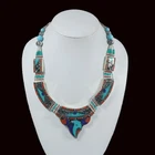 Tibetan Turquoise Coral Lapis Tibetan Silver Necklace Bohemian Antique Necklace