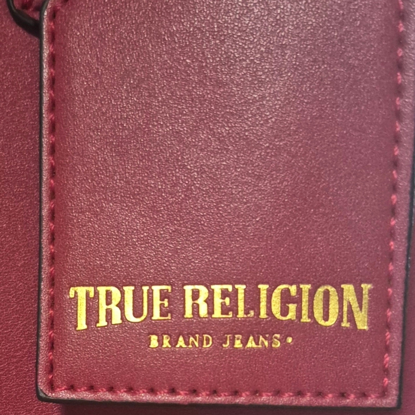 True Religion Red Leather Tote Crossbody Handbag thumbnail 6