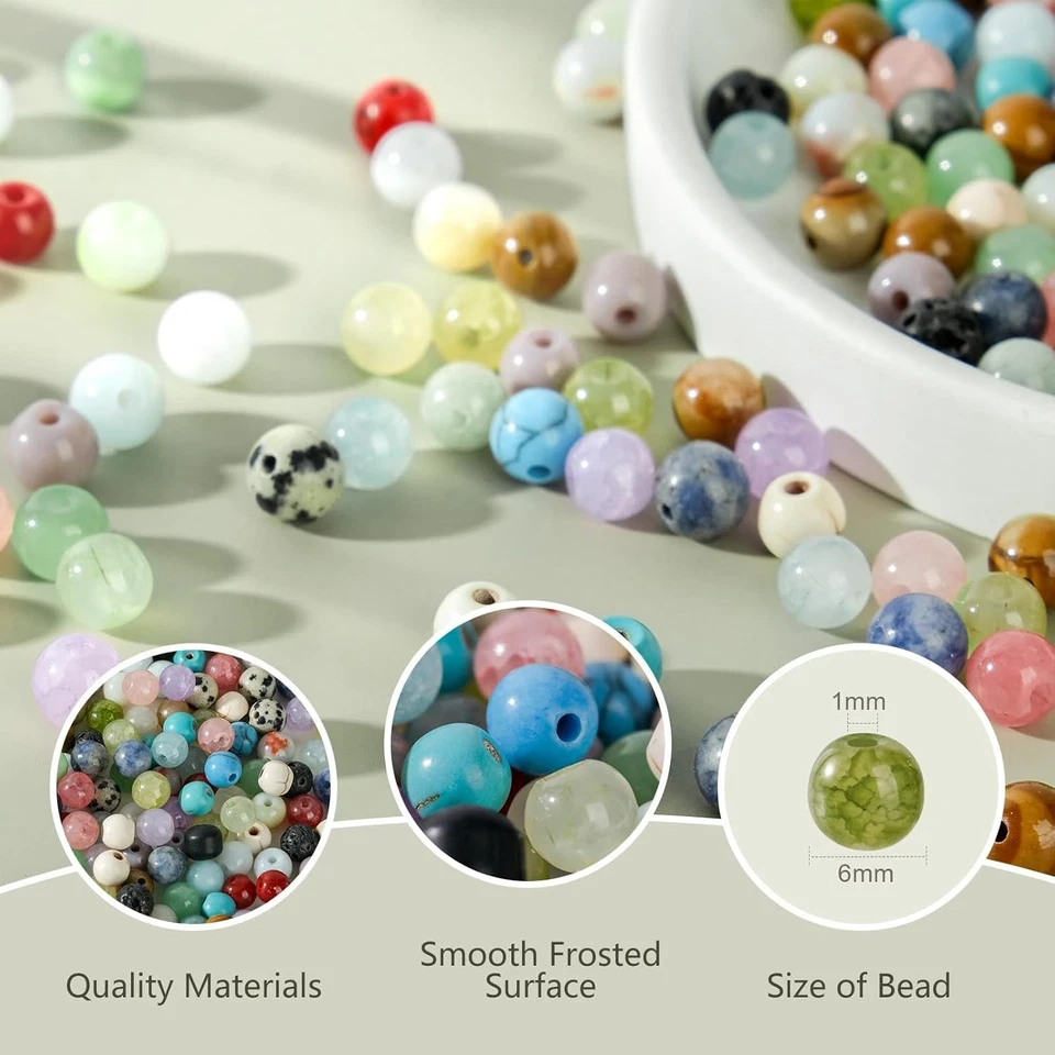 6mm Perlen Set für Armbänder zum Basteln, 24 Farben Runde Bunte Armbänder Perlen - Bild 3 von 4