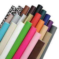 24 Pieces Faux Leather Sheets, 24 Pieces Colored Soft PU Faux Leather Fabric She