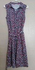 Boden Dress 8 Shirt Belted Floral Midi Capsule Office Travel Pockets Stretch 
