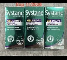 (3x) pack Systane Lunricant GEL DROPS Dry Eye Relief 10mL Day Night EXP 11/2026