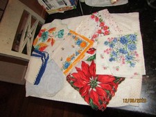 Vintage Set Of 7 Linen  Cotton Handkerchiefs