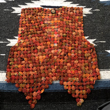 Vintage Handmade hippies style art flower silk yo-yos quilt vest