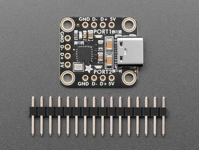 Adafruit CH334F Mini Hub USB de 2 Puertos Breakout, USB 2.1, Modo MTT, 4 Puertos Pin