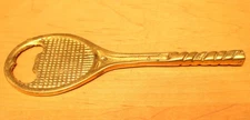 Vintage 5 1/2" Solid Brass Tennis Raquet Bottle Opener, Nice