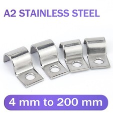 Image of Stainless Steel Mild Steel Half Saddle Clamps for 1 or 2 Pipes / Hoses Din 72571
