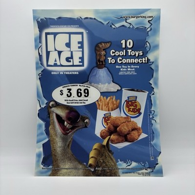 *Rare* 2002 Ice Age Burger King Promotional Translite Sign Display 14  X 10.5 