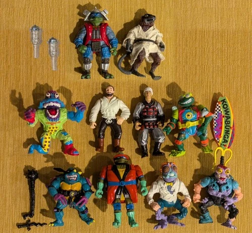 VINTAGE TEENAGE MUTANT NINJA TURTLES MOVIE III ACTION FIGURE LOT (10) TMNT