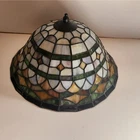 Vtg Marble Slag Stained Glass Table Desk Lamp Shade 14" Tiffany Style