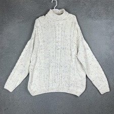 ASOS Sweater Mens 3XL Long White Turtleneck Cable Knit Speckled Heavyweight