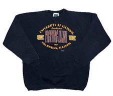 Vtg 90s Decotex University of Illinois Fighting Illini Blue Sweatshirt XL